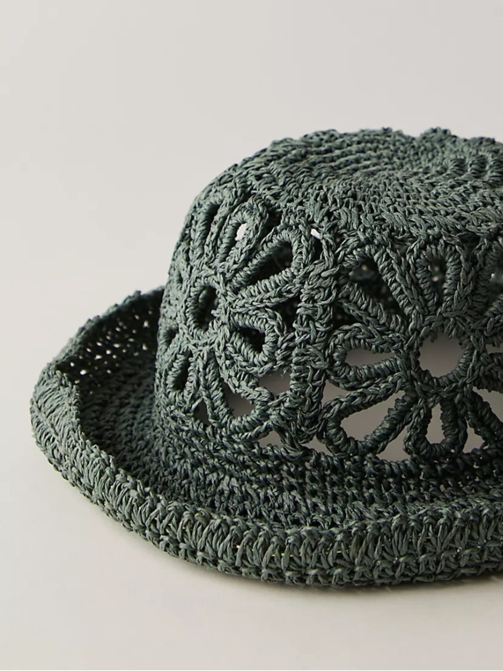 Free People DAISY CUT OUT STRAW BUCKET HAT.